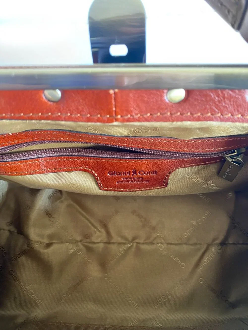 Gianni Conti Italian Leather Doctor Bag Satchel Crossbody Brown